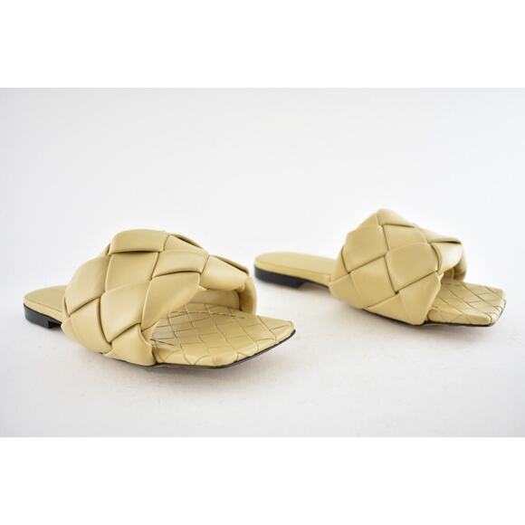 Bottega Veneta Lido Flat Slides Cane Sugar Beige Intrecciato Leather Sandal 38 - Picture 4 of 13
